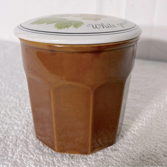 Vintage MCM White Gooseberry 12oz Ceramic Canister Jar Container - Picture 9 of 14